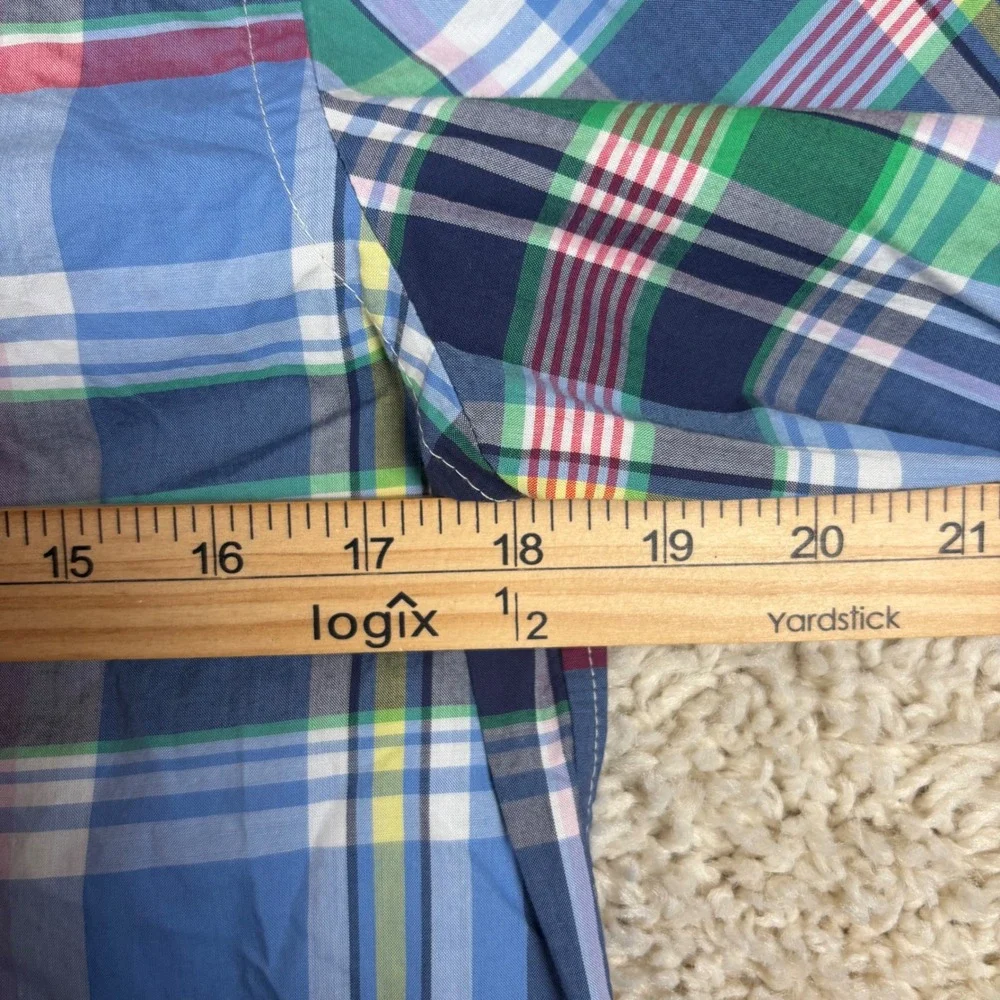 NWT Ralph Lauren Kids Button Down Shirt XL 18-20 Blue Plaid Long Sleeve Preppy